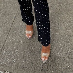 GIANVITO ROSSI OPEN TOE SHIMMER PUMPS SIZE 37.5 WORN AS SHOWN W DUSTBAG